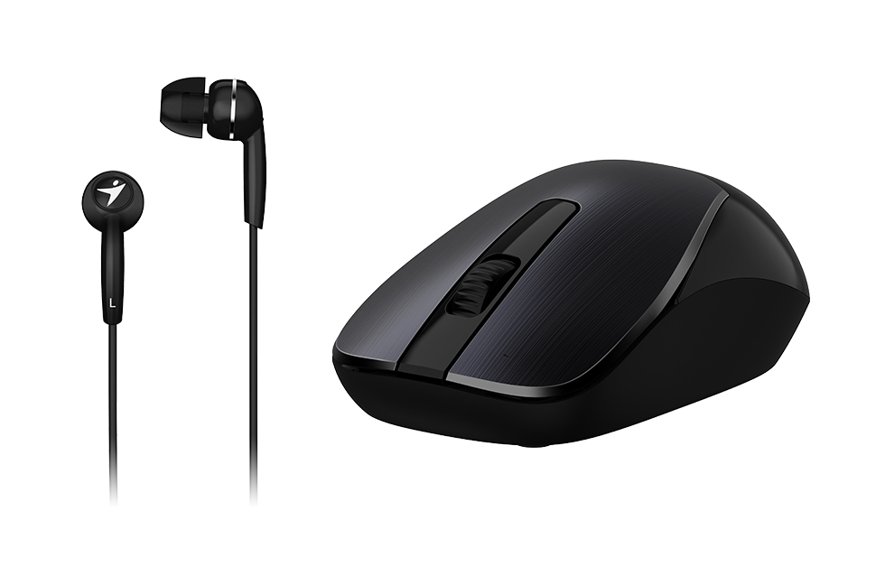 Genius MH-7018 wireless mouse Black + In-ear Headset Set Black