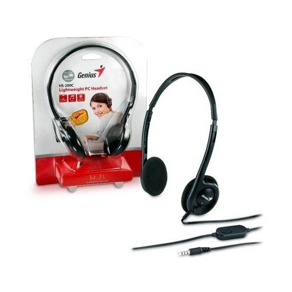 Fejhallgató - HS-M200C (3.5mm Jack, hangerőszabályozó, mikrofon, fekete)